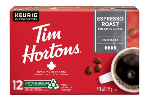 Tim Hortons, Espresso Roast, 100% Arabica, Dark Roast, K-Cup Pods, 12 Count