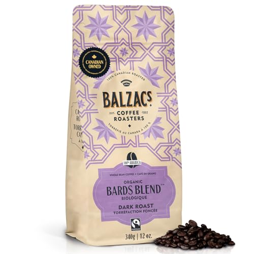 Balzac's Coffee Roasters, Bard's Blend, 100% Arabica Coffee, Dark Roast, Whole Bean Coffee, 340g