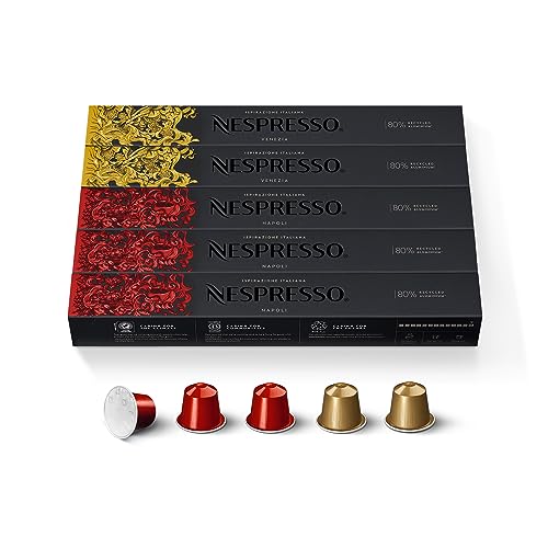Nespresso Capsules OriginalLine, Napoli and Venezia Variety Pack, Medium & Dark Roast, Espresso Coffee Pods, 50-Count