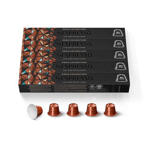 Nespresso Capsules OriginalLine, Cape Town Envivo Lungo, Dark Roast, Coffee Pods, 50-Count
