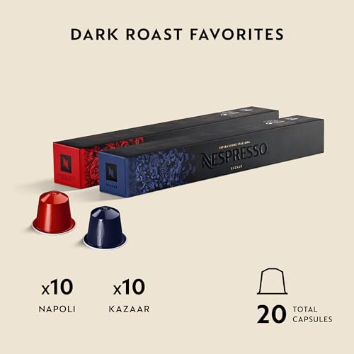 image Nespresso Capsules OriginalLine, Intense Variety Pack (Napoli & Kazaar), Dark Roast, Espresso Coffee Pods, 20-Count