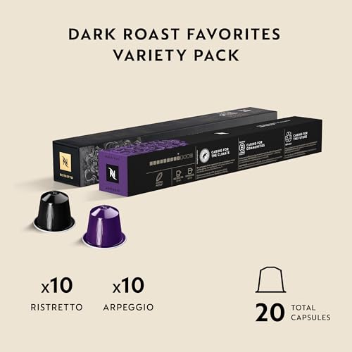 image Nespresso Capsules OriginalLine, Dark Roast Favorites Variety Pack, Dark Roast, Espresso Coffee Pods, 20-Count