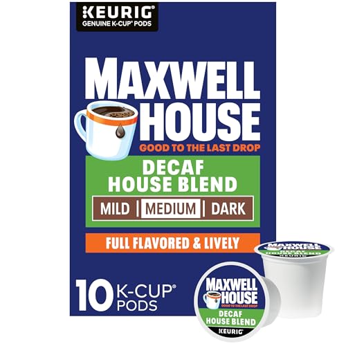 Maxwell House, Decaf House Blend, 100% Arabica Coffee, Medium Roast, K-Cup Coffee Pods, 10 Count