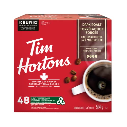 Tim Hortons, Dark Roast, 100% Arabica, Dark Roast, K-Cup Pods, 48 Count
