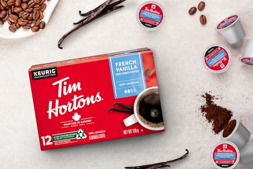Tim Hortons, French Vanilla, 100% Arabica, Medium Roast, Flavoured Coffee, K-Cup Pods, 12 Count