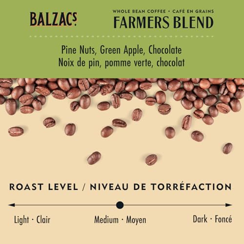 Balzac's Coffee Roasters, Farmer's Blend, 100% Arabica Coffee, Medium Roast, Whole Bean Coffee, 340g