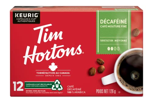 Tim Hortons, Decaf, 100% Arabica, Medium Roast, K-Cup Pods, 12 Count