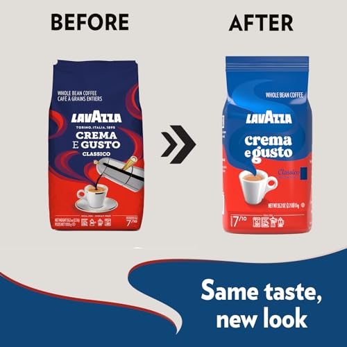 Lavazza, Crema e Gusto, Arabica and Robusta Blend, Medium Roast, Whole Bean Coffee, 2.2 lb