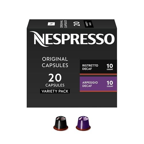 Nespresso Capsules OriginalLine,  Dark Roast Decaffeinated Variety Pack,  Dark Roast,  Espresso Coffee Pods,  20-Count