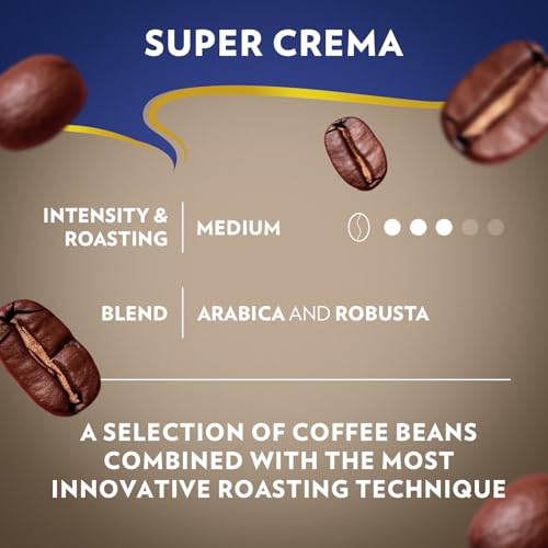 Lavazza, Super Crema, Arabica and Robusta Blend, Medium Roast, Whole Bean Coffee, 6x22 oz