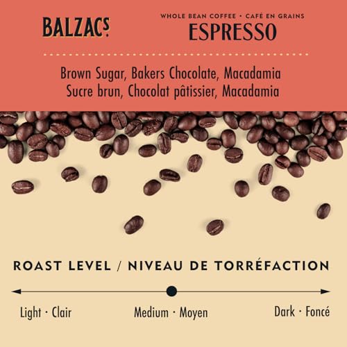 Balzac's Coffee Roasters, Espresso Blend, Fairtrade Organic, 100% Arabica Coffee, Medium Roast, Whole Bean Coffee, 340g