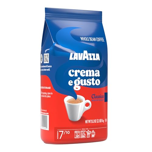 Lavazza, Crema e Gusto, Arabica and Robusta Blend, Medium Roast, Whole Bean Coffee, 2.2 lb