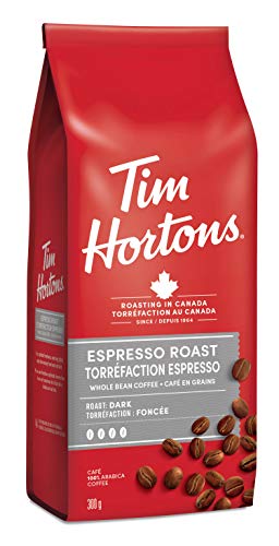Tim Hortons, Espresso Roast, 100% Arabica, Dark Roast, Whole Bean, 300g