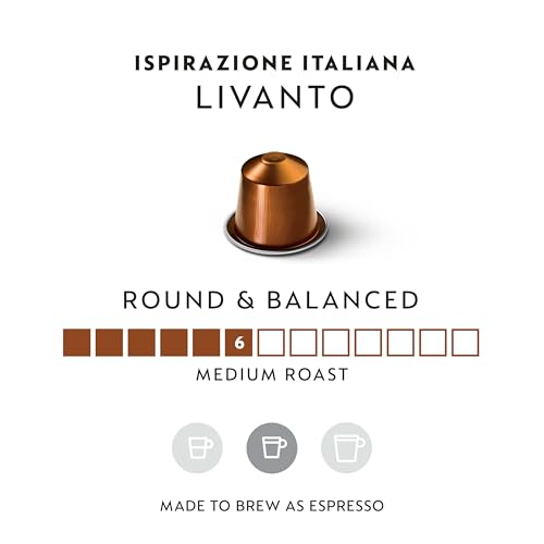 Nespresso Capsules OriginalLine,  Livanto,  Medium Roast,  Espresso Coffee Pods,  50-Count
