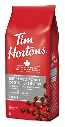 Tim Hortons, Espresso Roast, 100% Arabica, Dark Roast, Whole Bean, 300g