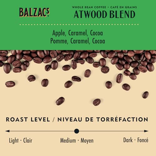 Balzac's Coffee Roasters, Atwood Blend, 100% Arabica Coffee, Dark Roast, Whole Bean Coffee, 340g