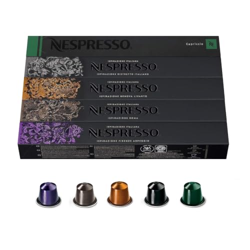 Nespresso Capsules OriginalLine,  Ispirazione Favorites Variety Pack,  Medium & Dark Roast,  Espresso Coffee Pods,  50-Count