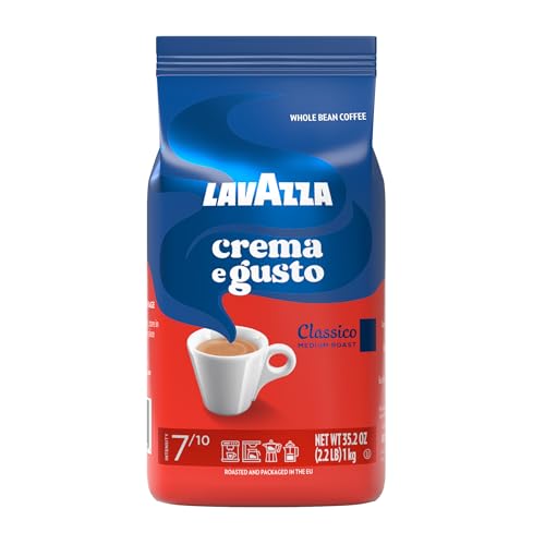 Lavazza, Crema e Gusto, Arabica and Robusta Blend, Medium Roast, Whole Bean Coffee, 2.2 lb