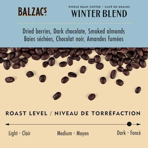 Balzac's Coffee Roasters, Winter Blend, 100% Arabica Coffee, Dark Roast, Whole Bean Coffee, 340g
