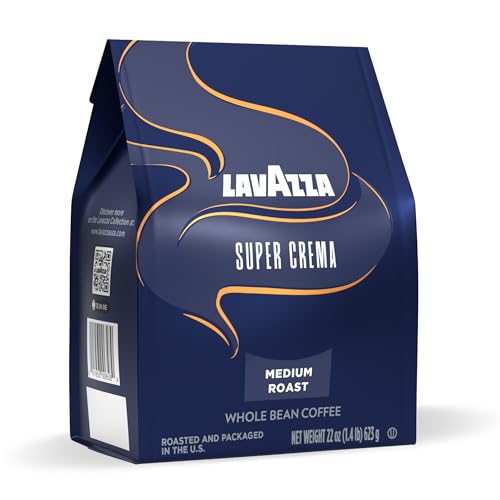image Lavazza, Super Crema, Arabica and Robusta Blend, Medium Roast, Whole Bean Coffee, 6x22 oz