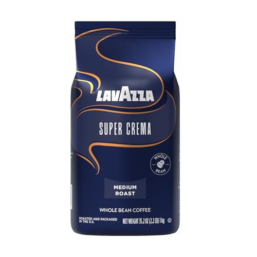 Lavazza, Super Crema, Arabica and Robusta Blend, Medium Roast, Whole Bean Coffee, 2.2 lb