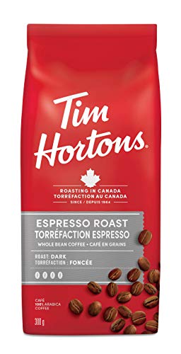 Tim Hortons, Espresso Roast, 100% Arabica, Dark Roast, Whole Bean, 300g