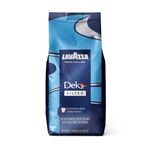 Lavazza, Dek Filtro, Arabica and Robusta Blend, Medium Roast, Whole Bean Coffee, 1.1 lb
