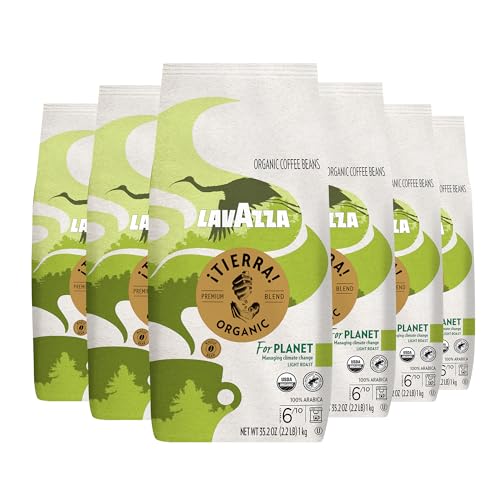 Lavazza, ¡Tierra! Organic for Planet, 100% Arabica, Light Roast, Whole Bean Coffee, 6x2.2 lb
