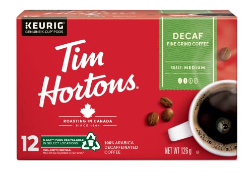 Tim Hortons, Decaf, 100% Arabica, Medium Roast, K-Cup Pods, 12 Count