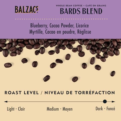 Balzac's Coffee Roasters, Bard's Blend, 100% Arabica Coffee, Dark Roast, Whole Bean Coffee, 340g