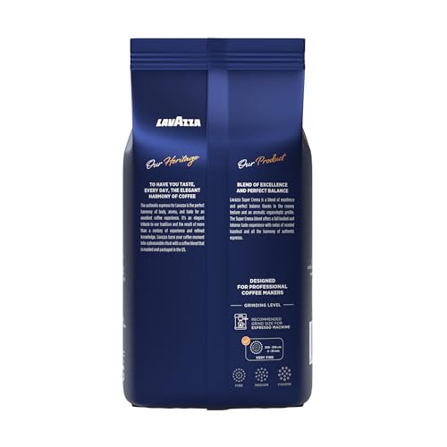 Lavazza, Super Crema, Arabica and Robusta Blend, Medium Roast, Whole Bean Coffee, 2.2 lb