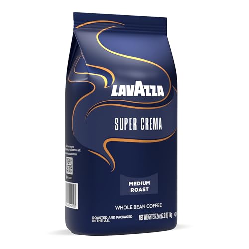 Lavazza, Super Crema, Arabica and Robusta Blend, Medium Roast, Whole Bean Coffee, 6x2.2 lb