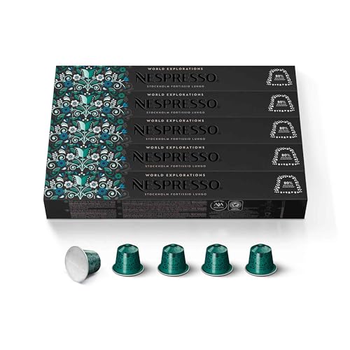 Nespresso Capsules OriginalLine,  Stockholm Fortissio Lungo,  Dark Roast,  Coffee Pods,  50-Count