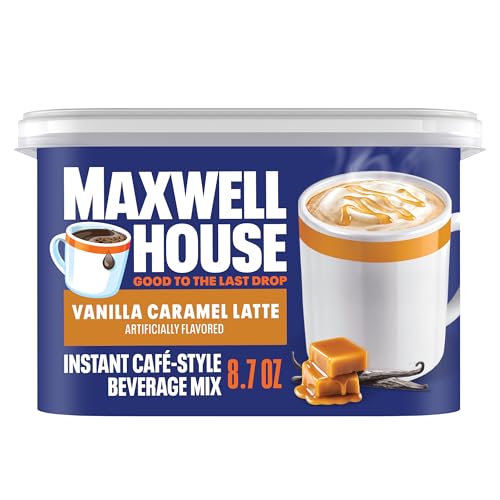 Maxwell House,  Vanilla Caramel Latte,  Kosher,  Light Roast,  Instant Coff ,  Canister 8.7 oz