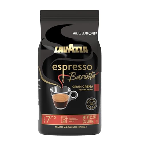 Lavazza, Espresso Barista Gran Crema, Arabica and Robusta blend, Medium Roast, Whole Bean Coffee, 2.2 lb