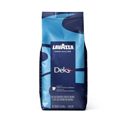 Lavazza, DEK, Arabica and Robusta Blend, Dark Roast, Whole Bean Coffee, 1.1 lb