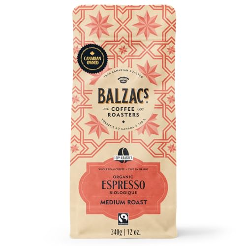 Balzac's Coffee Roasters, Espresso Blend, Fairtrade Organic, 100% Arabica Coffee, Medium Roast, Whole Bean Coffee, 340g