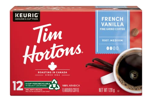 Tim Hortons, French Vanilla, 100% Arabica, Medium Roast, Flavoured Coffee, K-Cup Pods, 12 Count