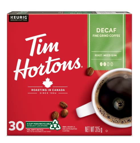 Tim Hortons, Decaf, 100% Arabica, Medium Roast, K-Cup Pods, 30 Count