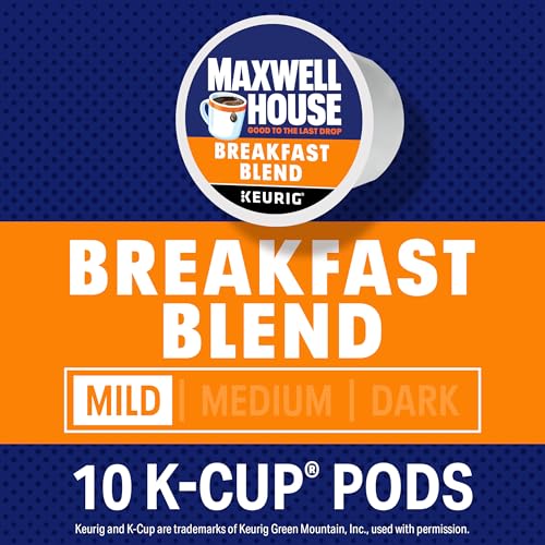 Maxwell House,  Breakfast Blend,  100% Arabica Coffee,  Light Roast,  K-Cup Coffee Pods,  10 Count