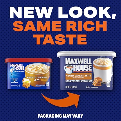 Maxwell House,  Vanilla Caramel Latte,  Kosher,  Light Roast,  Instant Coff ,  Canister 8.7 oz