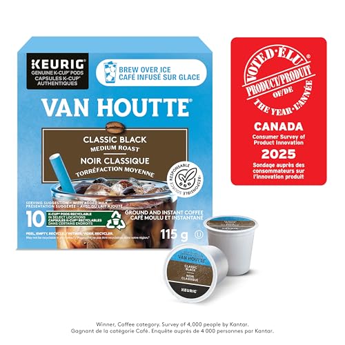 Van Houtte, Classic Black, 100% Arabica, Medium Roast, K-Cup Pods, 10 Count