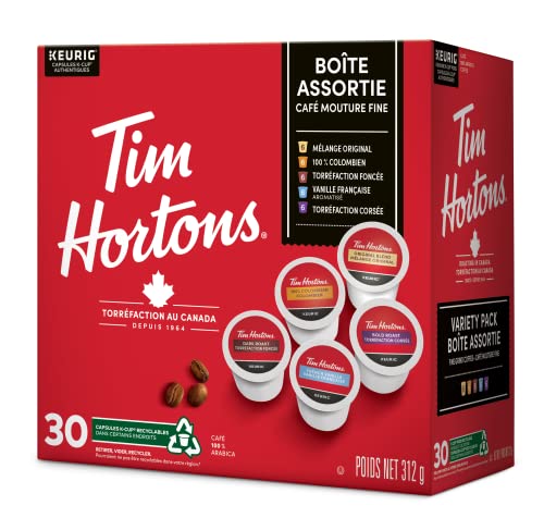 Tim Hortons, Variety Pack, 100% Arabica, Medium and Dark Roast, K-Cup Pods, 30 Count