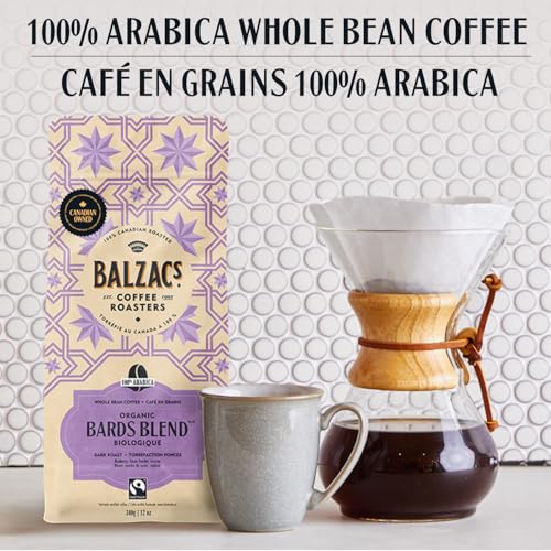 Balzac's Coffee Roasters, Bard's Blend, 100% Arabica Coffee, Dark Roast, Whole Bean Coffee, 340g