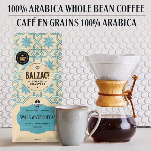Balzac's Coffee Roasters, Swiss Water Decaf, 100% Arabica Coffee, Medium Roast, Whole Bean Coffee, 340g