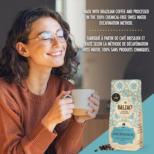 Balzac's Coffee Roasters, Swiss Water Decaf, 100% Arabica Coffee, Medium Roast, Whole Bean Coffee, 340g