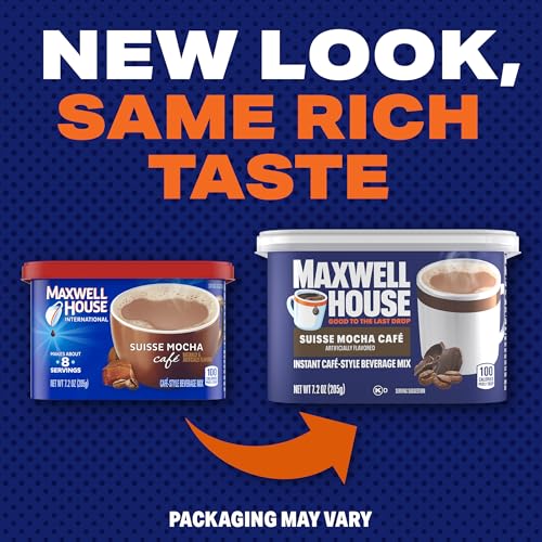 Maxwell House,  Suisse Mocha Cafe,  Kosher,  Medium Roast,  Instant Coffe,  Canister 7.2 oz