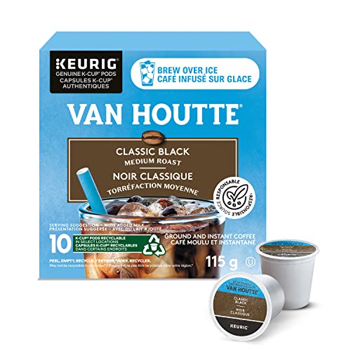 Van Houtte, Classic Black, 100% Arabica, Medium Roast, K-Cup Pods, 10 Count