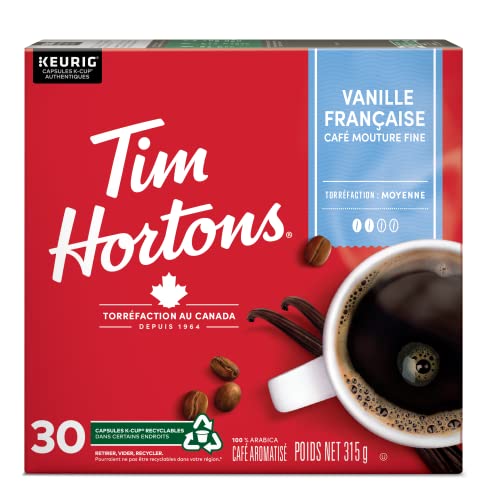Tim Hortons, French Vanilla, 100% Arabica, Medium Roast, Flavoured Coffee, K-Cup Pods, 30 Count
