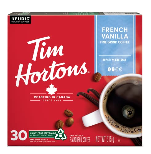 Tim Hortons, French Vanilla, 100% Arabica, Medium Roast, Flavoured Coffee, K-Cup Pods, 30 Count